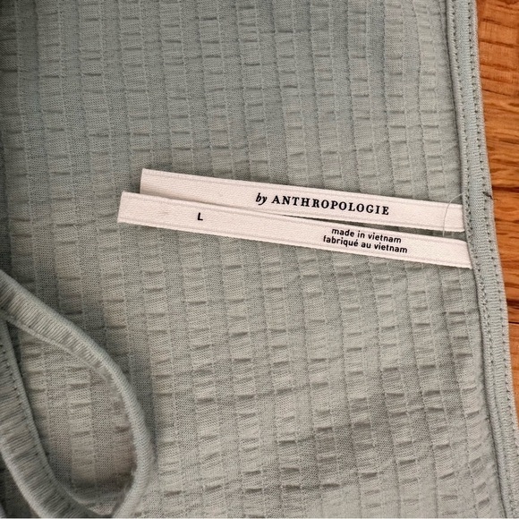 Anthropologie Rebecca Long Sleeve Smocked Waist Peasant Top Mint Green Sz L (j6) - Picture 8 of 11